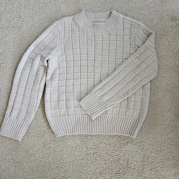 American Eagle waffle crewneck sweater cream size medium - Picture 4 of 10